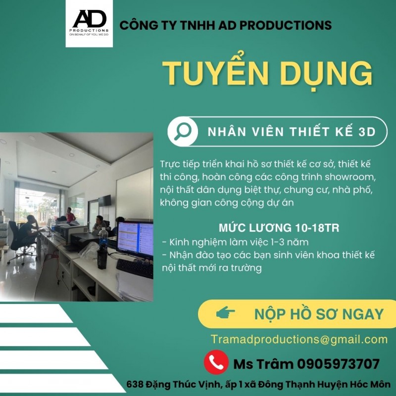 CẦN TUYỂN NHÂN VIÊN THIẾT KẾ 3D