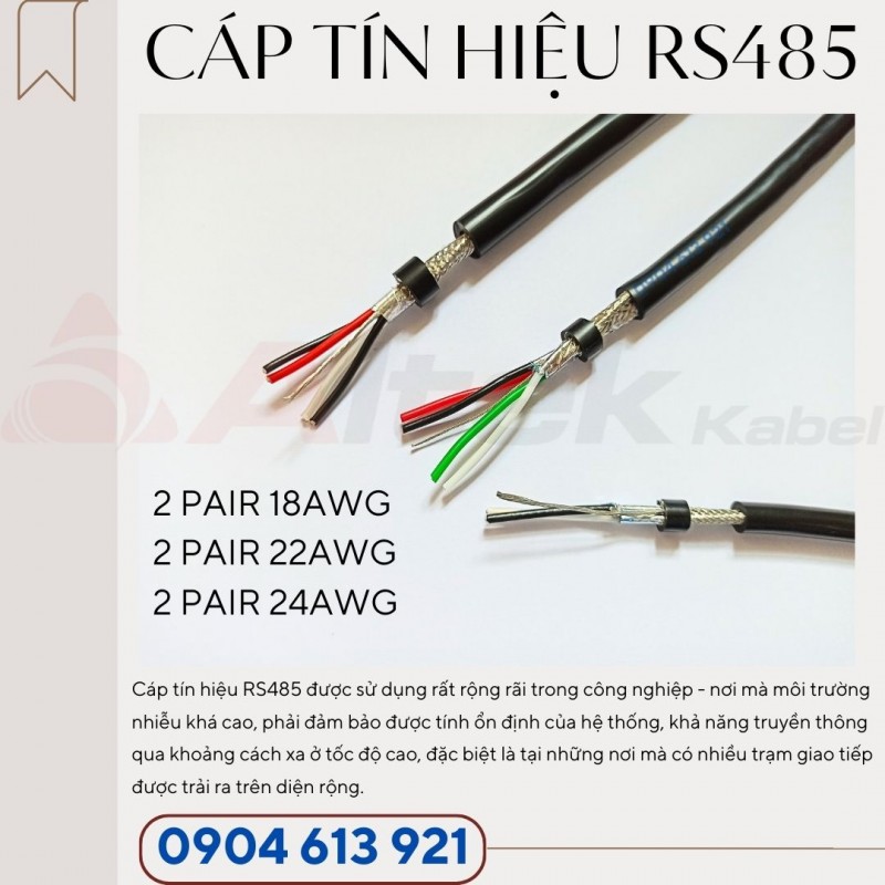 Cáp truyền thông RS485 xoắn chống nhiễu 2 pair 18AWG Altek Kabel