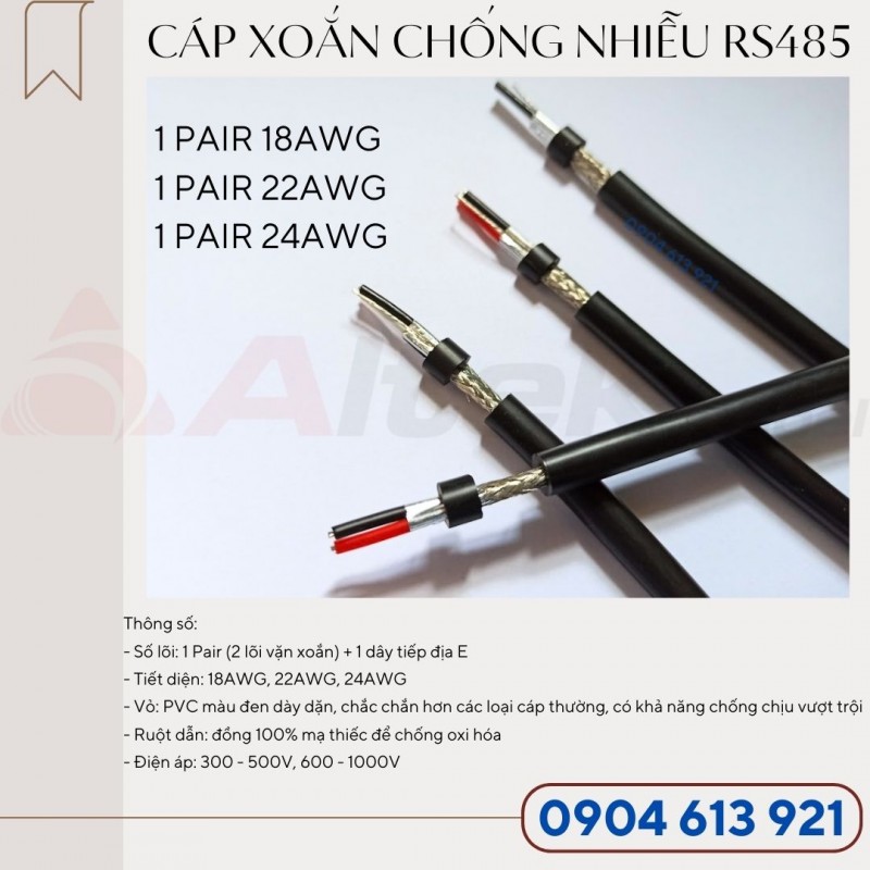 Cáp truyền thông RS485 xoắn chống nhiễu 2 pair 18AWG Altek Kabel