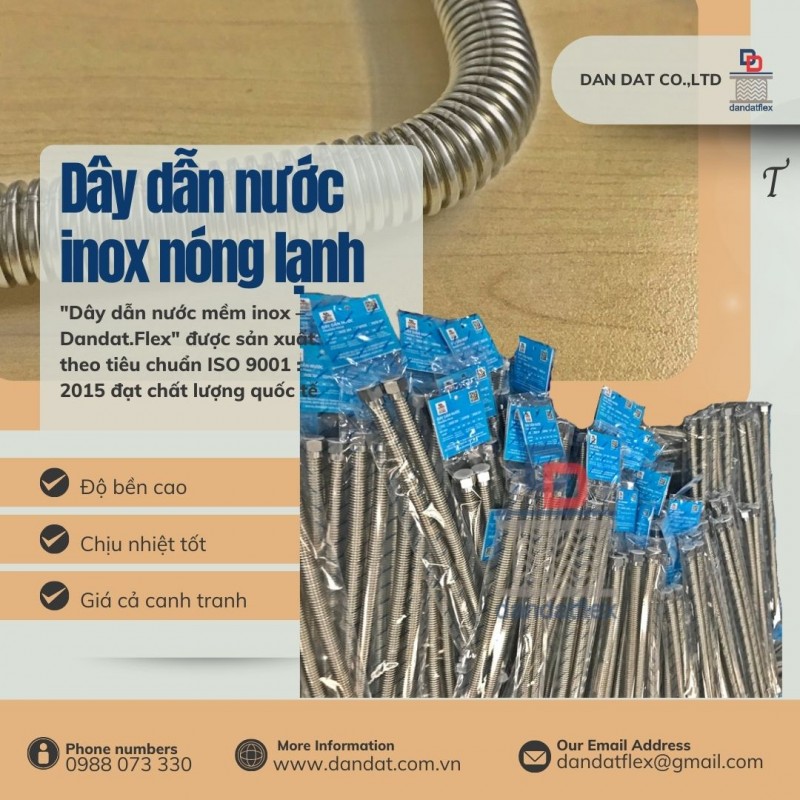 Ống mềm cấp nước nóng, dây dẫn nước inox nóng lạnh, ống dẫn nước mềm chịu nhiệt