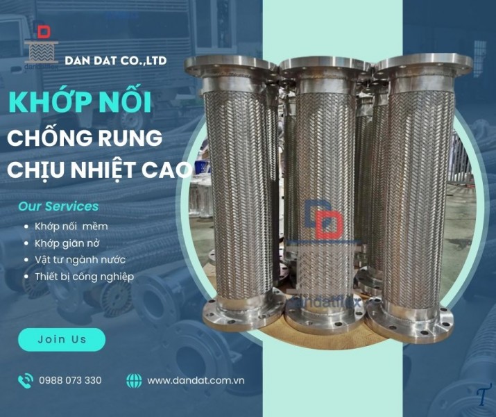 Khớp nối kim loại nối ren, khớp nối chống rung máy bơm, khớp nối inox chịu nhiệt