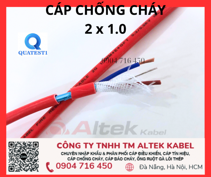 Cáp báo cháy FR 2x1.0 IEC60331 Altek Kabel