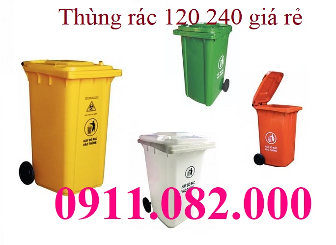  Thùng thu gom rác giá rẻ- thùng rác 120 lít 240 lít giá sỉ tại miền tây- lh 0911082000