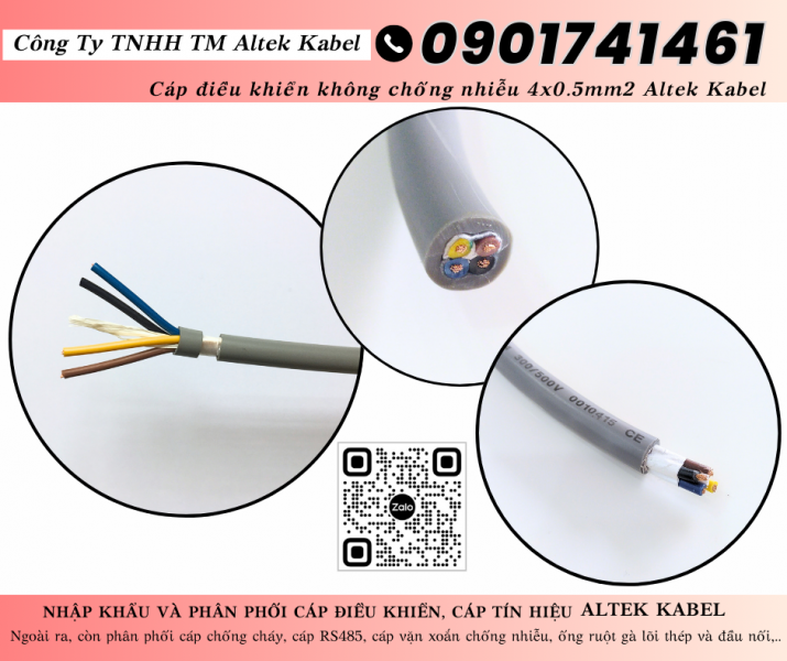 Cáp điều khiển có lưới chống nhiễu 4x0.5 Long An, Cần Thơ, Đồng Tháp