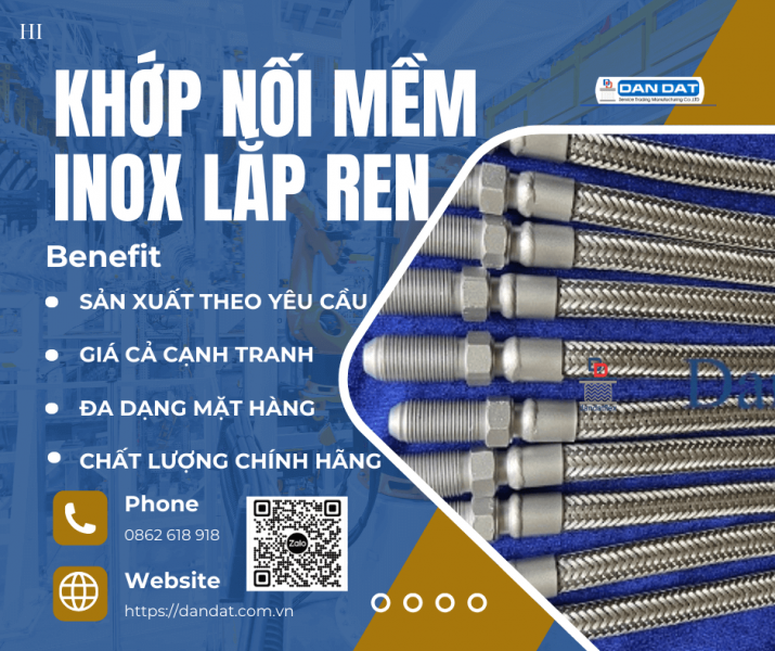 Khớp Nối Mềm Inox Lắp Ren| Khopnoimem, Khớp nối mềm inox lắp rắc co 