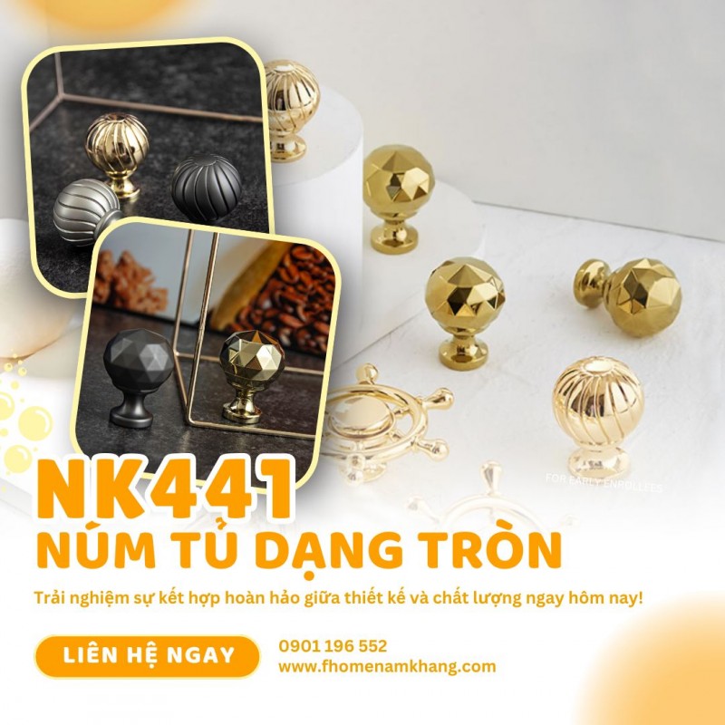 Núm tủ cao cấp thiết kế dạng tròn hiện đại và nhỏ gọn NK441 | Zalo 0901 196 552