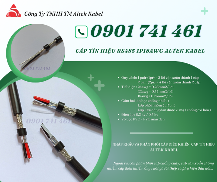 Cáp RS485 18AWG 1 pair, 2 pair Huế, Đà Nẵng, Quảng Nam, Quảng Ngãi