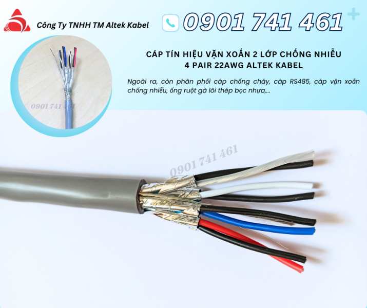 Cáp RS485 22AWG 1 pair, 2 pair, 3 pair, 4 pair Tam Kỳ, Đà Nẵng, Quảng Ngãi