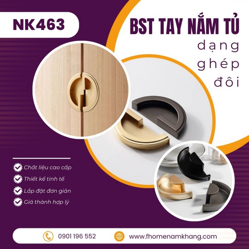 BST tay nắm tủ cao cấp dạng ghép đôi NK463 | Zalo 0901 196 552