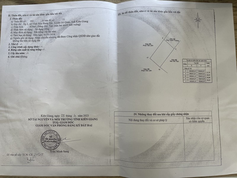 Cần bán gấp đất và nhà tại Vĩnh Hoà Hưng Bắc, Gò Quao, Kiên Giang (có 400m2 thổ cư). Giá: 3tỷ350.