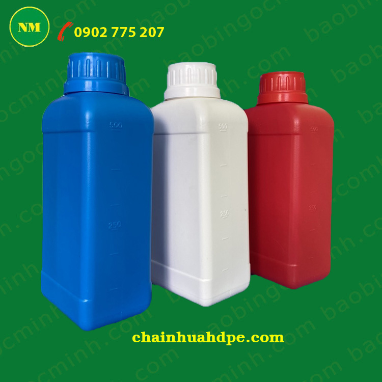 Chai nhựa HDPE chất lượng cao, dung tích đa dạng từ 50ml, 100ml đến 1 lít 