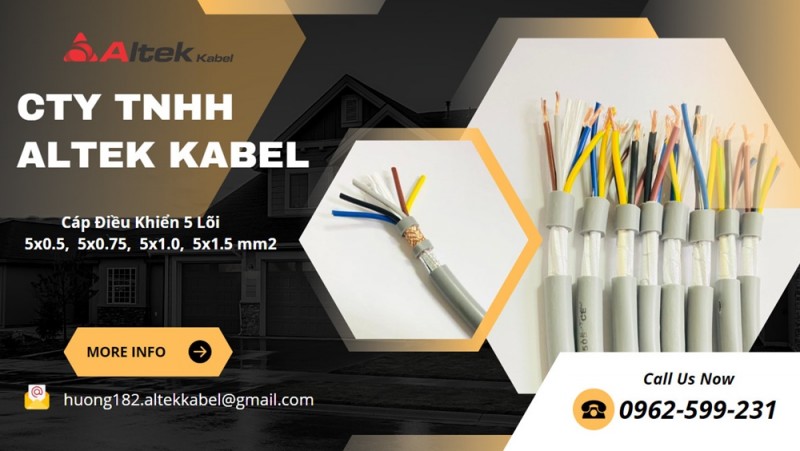 Cáp 5 lõi, Cáp điều khiển, Cáp tín hiệu Altek kabel 300/500v