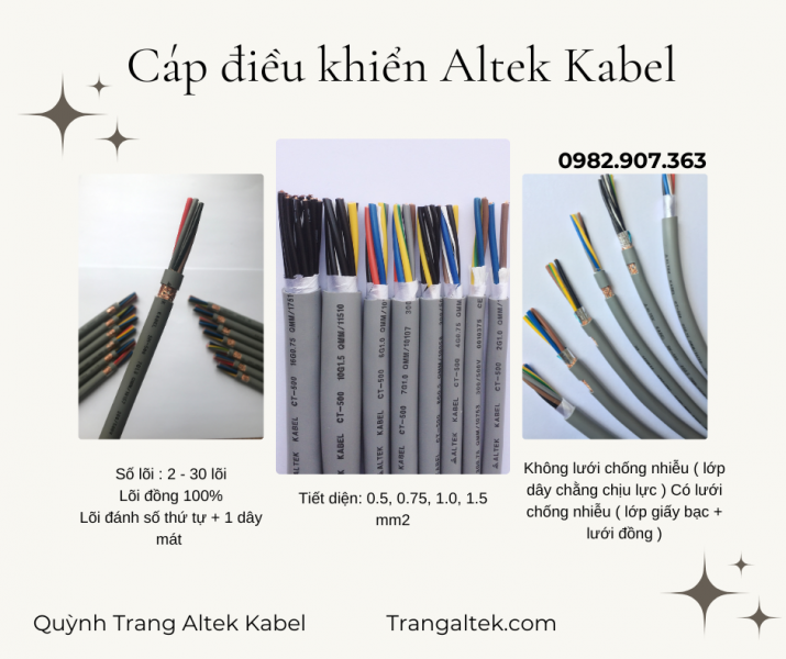 Cáp điều khiển Altek Kabel 12 lõi dây đánh số 