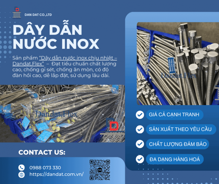 Dây Dẫn Nước Chịu Nhiệt Cho Bình Nóng Lạnh| Dây Dẫn Nước Chịu Nhiệt inox, dây dẫn nước inox 