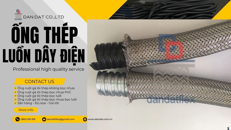 Ống luồn dây điện PVC D25, Ống ruột gà lõi thép bọc nhựa, ruột gà lõi thép phi 20 