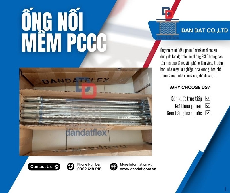 Khớp nối mềm inox nối đầu phun Sprinkler, Ống mềm Sprinkler D20