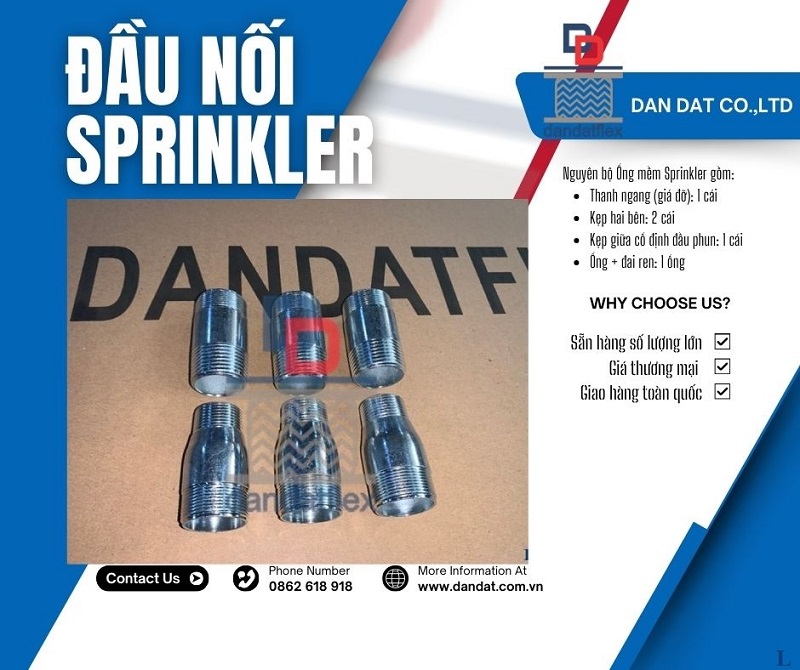 Khớp nối mềm inox nối đầu phun Sprinkler, Ống mềm Sprinkler D20