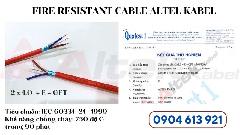 Cáp chống cháy chống nhiễu 2x1.5mm hãng Altek Kabel đạt tiêu chuẩn IEC60331 