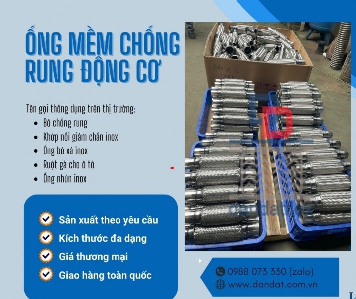 Ruột gà ống xả mềm, Khớp nối mềm inox, Bô chống rung, Ống nhún inox 