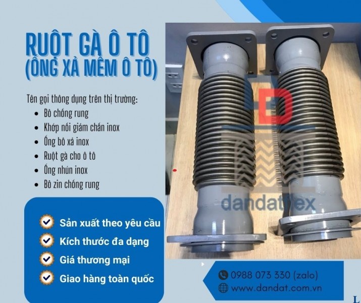 Ruột gà ống xả mềm, Khớp nối mềm inox, Bô chống rung, Ống nhún inox 