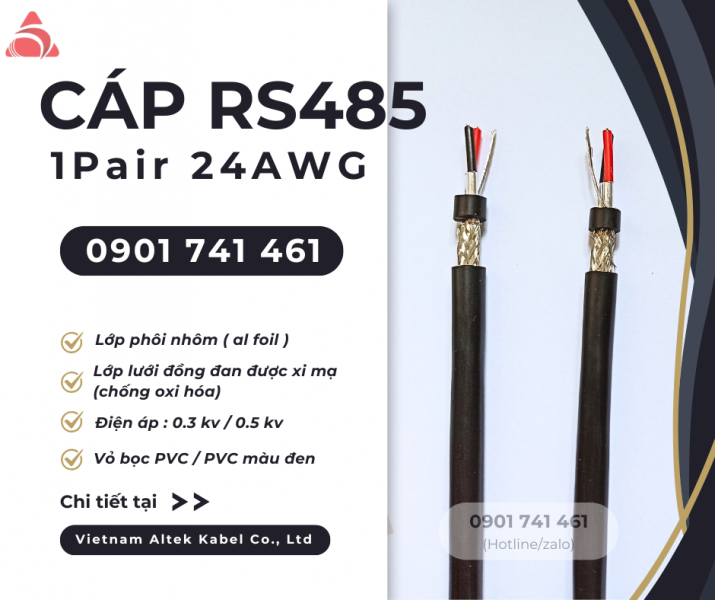 Cáp RS485 1 Pair 24AWG Altek Kabel Đà Nẵng, Hà Nội, Hồ Chí Minh