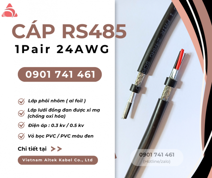 Cáp RS485 1 Pair 24AWG Altek Kabel Đà Nẵng, Hà Nội, Hồ Chí Minh