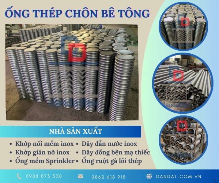 Ống thép chôn bê tông DN100, Ống đổ bê tông, Khớp nối giảm chấn 