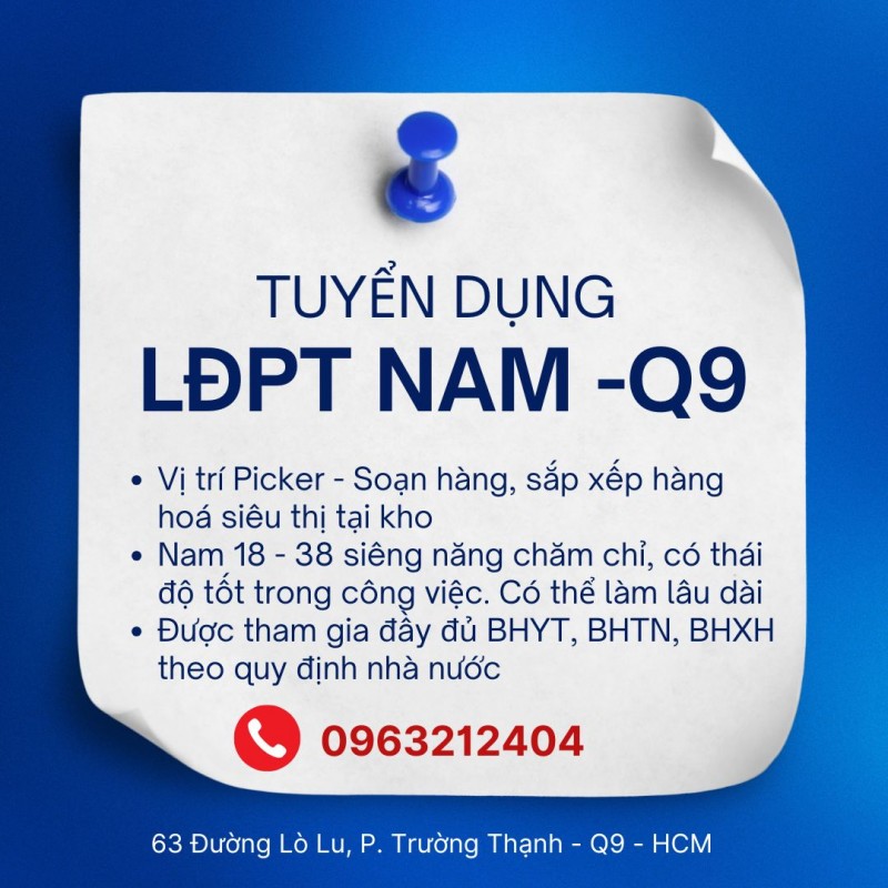 CÔNG TY DSL TUYỂN NAM LĐPT LÀM VIỆC LÂU DÀI (CÓ ĐÓNG BHXH) ĐI LÀM NGAY