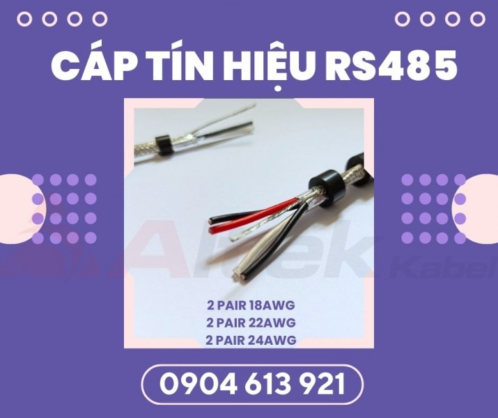 Cáp tín hiệu vặn xoắn 2 lớp chống nhiễu RS-485 24AWG 1 pair Altek Kabel 