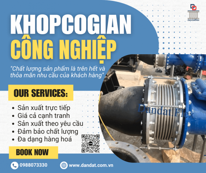 Khớp Co Giãn Cho Nồi Hơi Công Nghiệp – Khớp nối giãn nở nhiệt inox, Khớp giãn nở nhiệt bằng vải