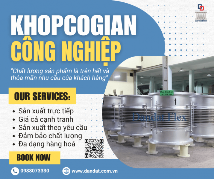 Khớp Co Giãn Cho Nồi Hơi Công Nghiệp – Khớp nối giãn nở nhiệt inox, Khớp giãn nở nhiệt bằng vải