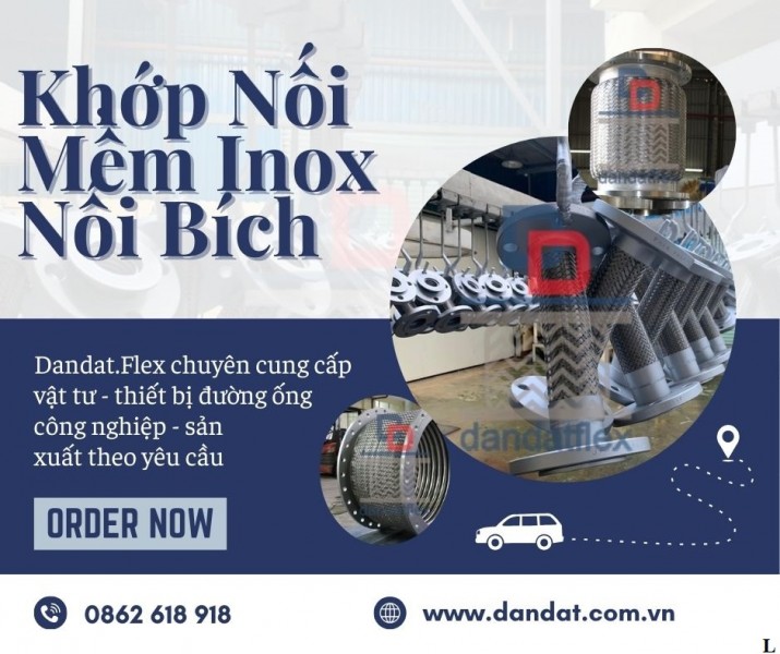 Khớp nối mềm chống rung, Khớp nối mềm DN200, Khớp nối mềm inox mặt bích