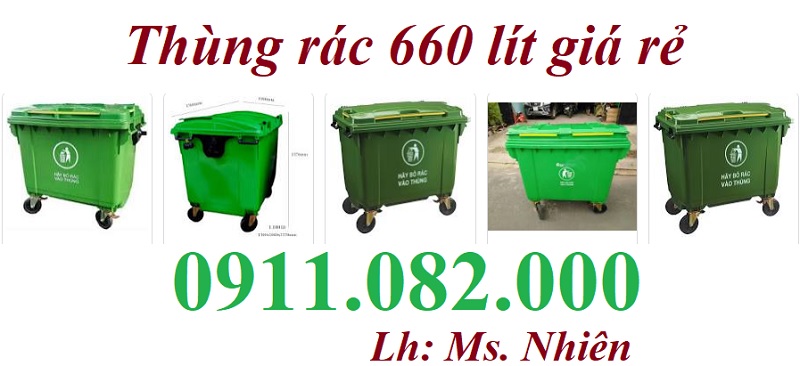  Chuyên sỉ thùng rác giá rẻ- thùng rác 120l 240l 660l màu xanh- lh 0911082000