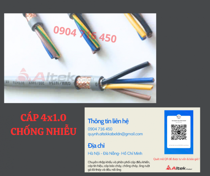 Dây cáp điện 4x1.0 lõi đồng mềm Altek Kabel Hà Nội, Đà Nẵng, Thanh Hóa