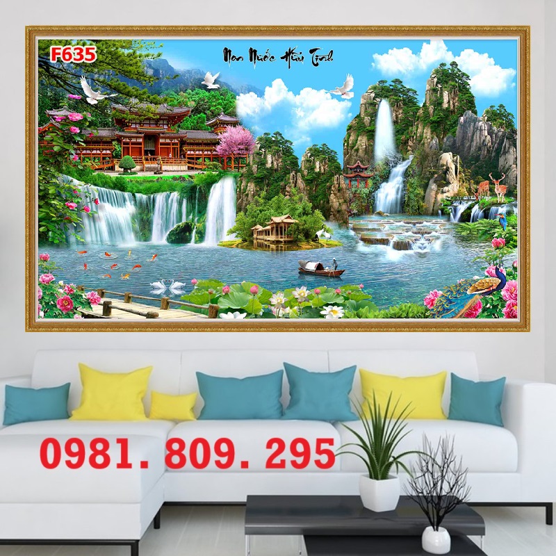 Tranh gạch 3d phong cảnh ốp phòng khách 