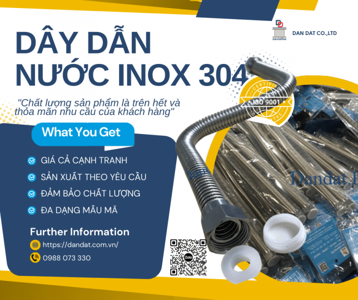 Dây Dẫn Nước Bình Nóng Lạnh - dây dẫn nước inox 304, Dây Dẫn Nước Chịu Nhiệt inox