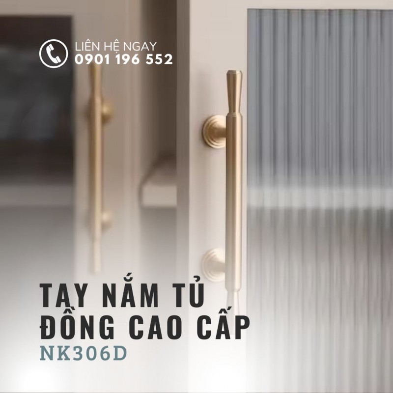 Tay nắm tủ đồng cổ điển NK306D | Zalo 0901 196 552