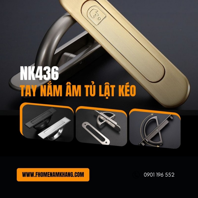 Tay nắm âm tủ lật kéo cao cấp NK436 | Zalo 0901 196 552