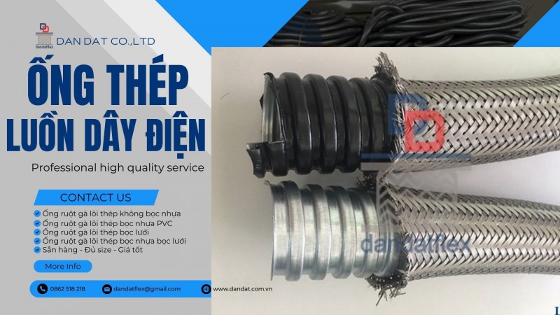 Ống thép luồn dây điện, Ruột gà bọc nhựa pvc, Ống ruột gà lõi thép 