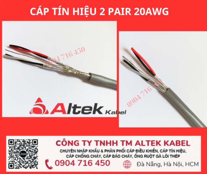 Cáp tín hiệu âm thanh , báo động 2 pair 20awg Altek Kabel