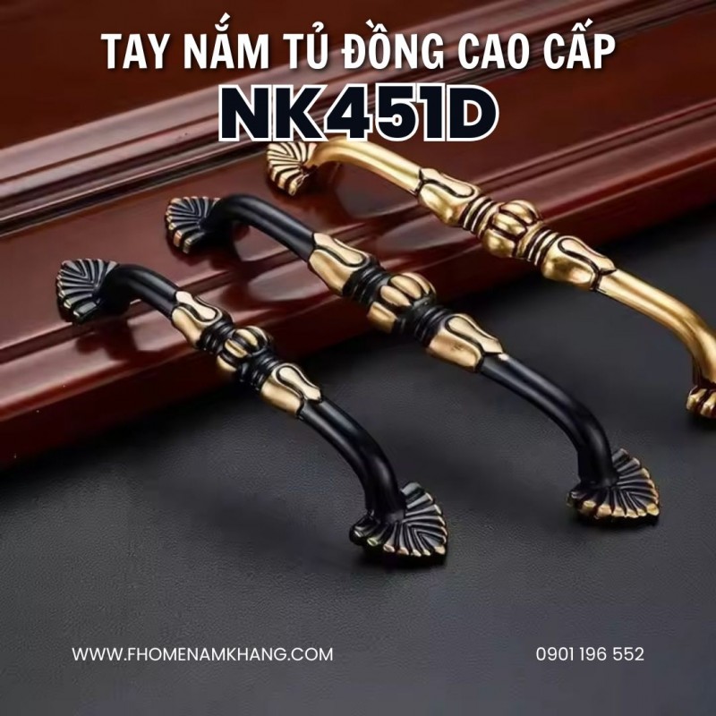 Tay nắm cửa tủ đồng cổ điển NK451D | Zalo 0901 196 552