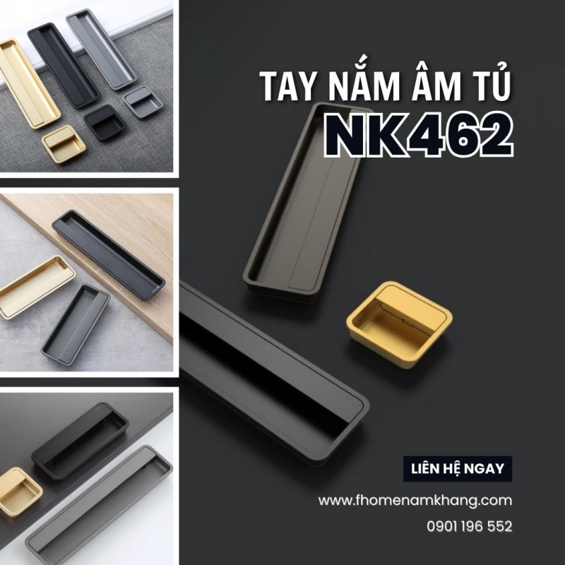 Tay nắm âm tủ dạng thanh trơn NK462 | Zalo 0901 196 552