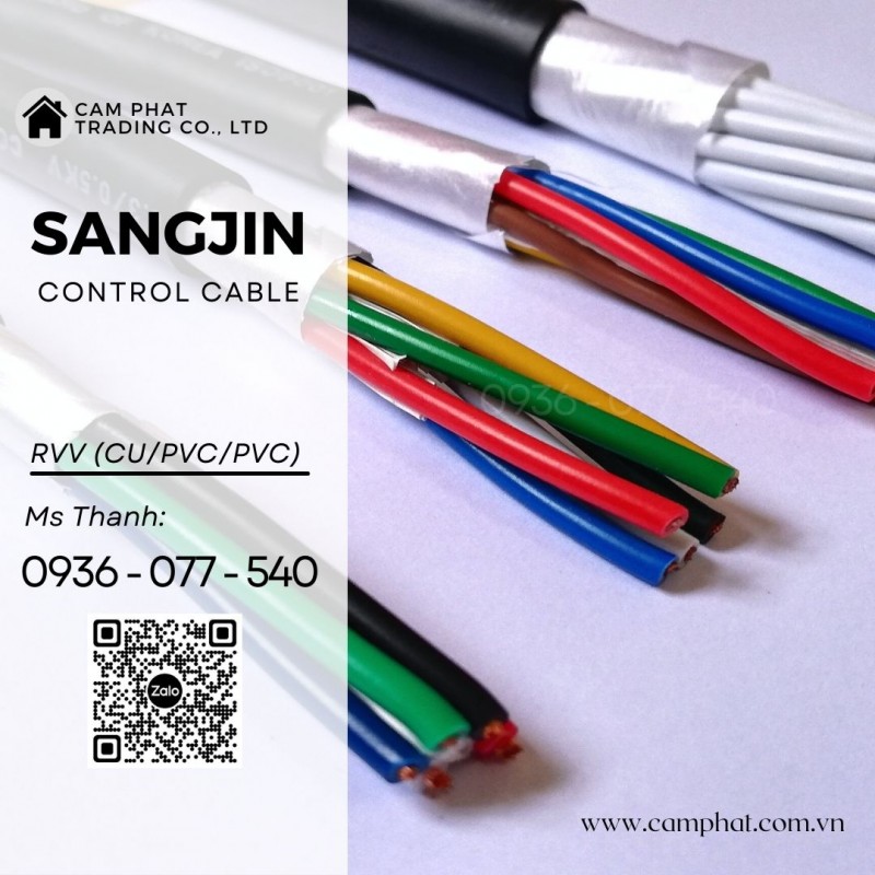 Cáp điều khiển Sangjin 3 x 1.5 mm2, không lưới chống nhiễu