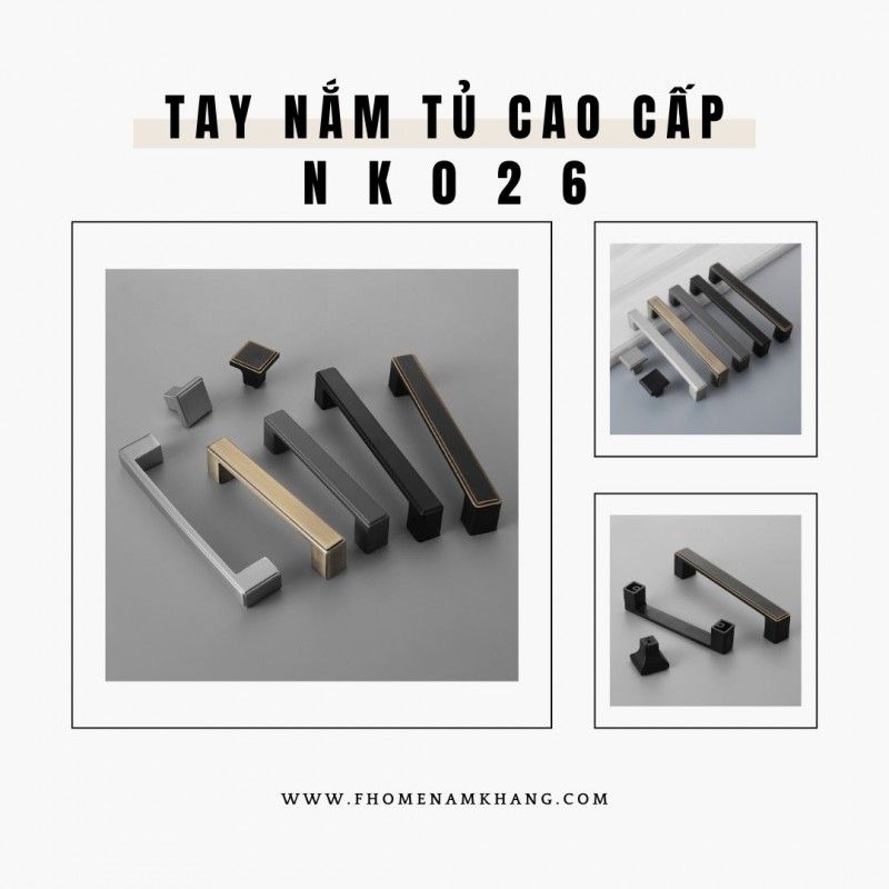 Tay nắm tủ cao cấp thanh vuông NK026 | Zalo 0901 196 552