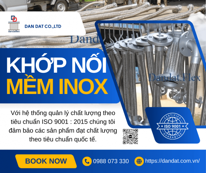 Khớp Nối Chống Rung Inox 304 Nối Bích -  Khớp chống rung inox 304, Khớp nối mềm inox 2 đầu