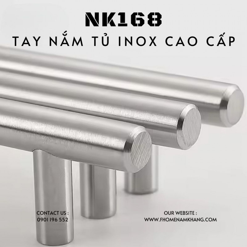 Tay nắm tủ inox cao cấp dạng thanh NK168 | Zalo 0901 196 552