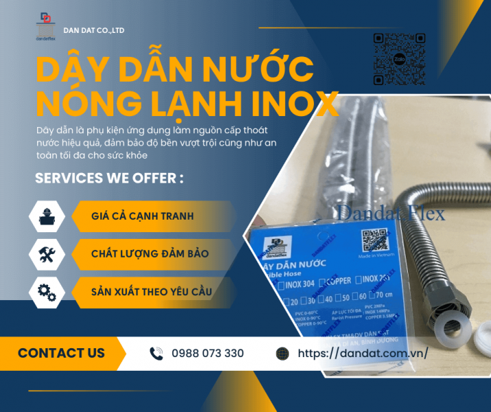 Dây Cấp Nước Nóng Lạnh Cho Bình Nước Nóng, Dây dẫn nước inox nóng lạnh