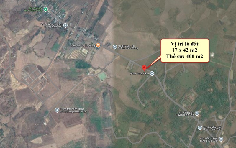 Đất 400 m2 thổ cư, 17m Mặt tiền Tỉnh lộ 1 - Huyện Buôn Đôn - Đăk Lăk, giá chỉ 170 tr/m