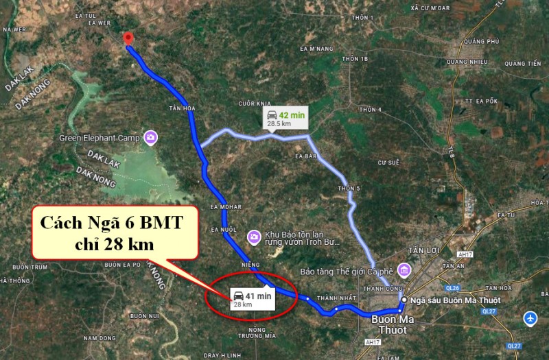 Đất 400 m2 thổ cư, 17m Mặt tiền Tỉnh lộ 1 - Huyện Buôn Đôn - Đăk Lăk, giá chỉ 170 tr/m