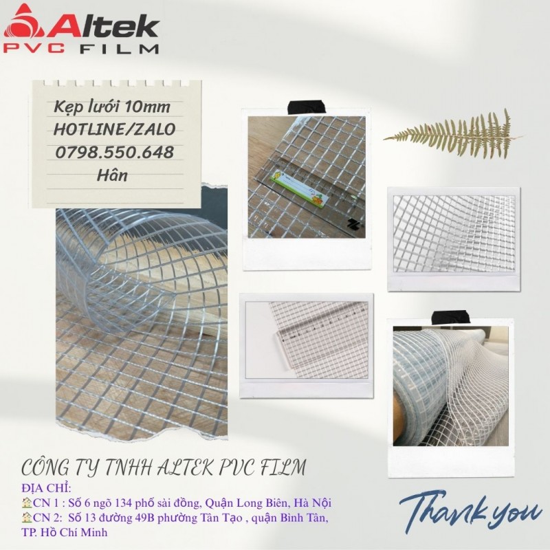 Màng nhựa PVC kẹp lưới dưới 10mm